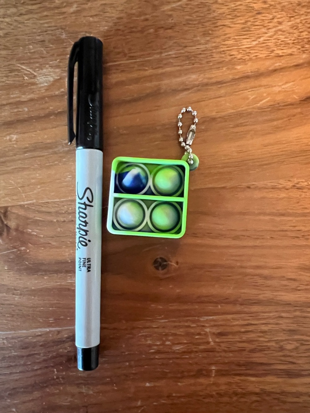 Mini Neon Green and Deep Blue Bubble Pop Fidget Keychain